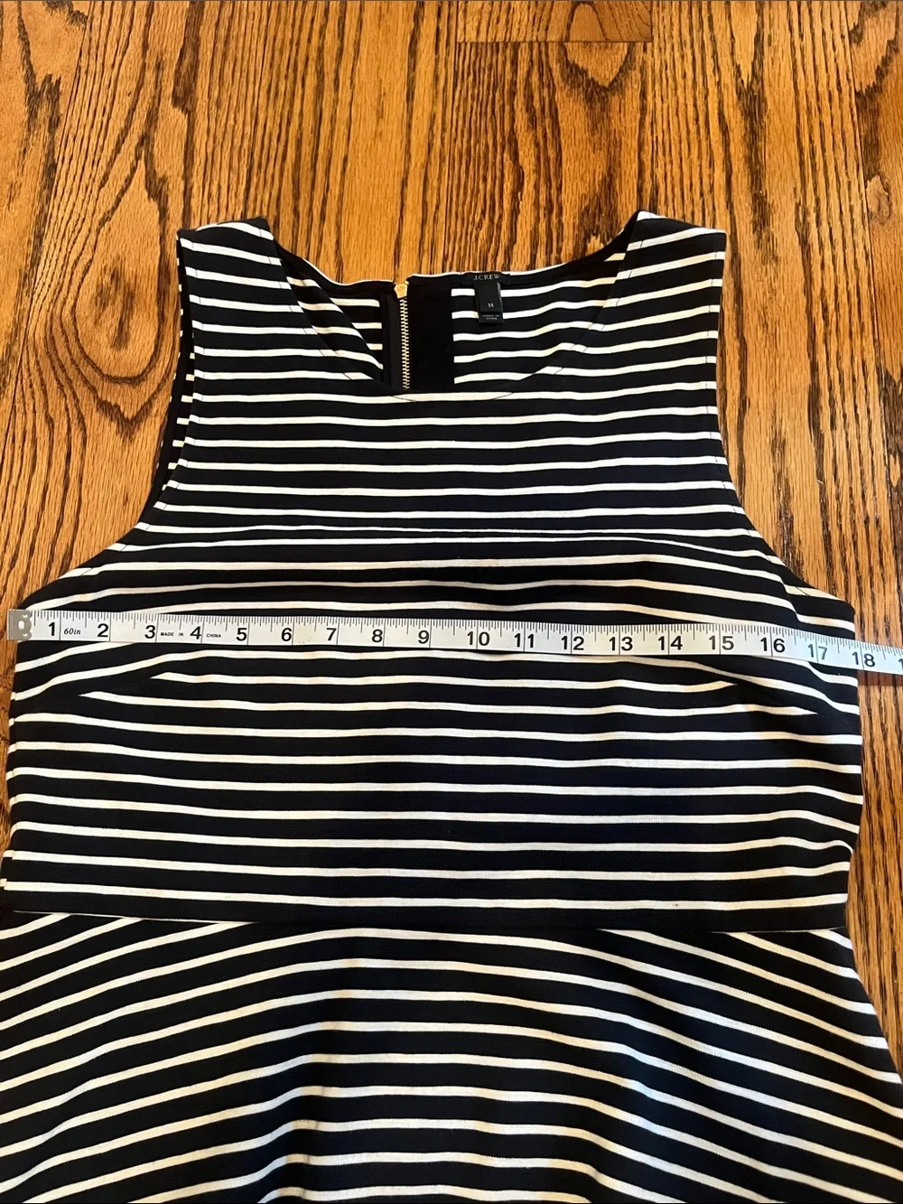 J. Crew Black and White Striped Peplum Tank